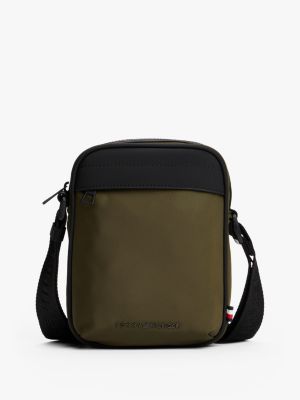 sac reporter à logo en métal kaki pour hommes tommy hilfiger