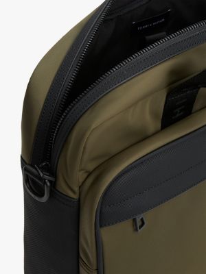 khaki laptoptasche mit metall-logo für herren - tommy hilfiger