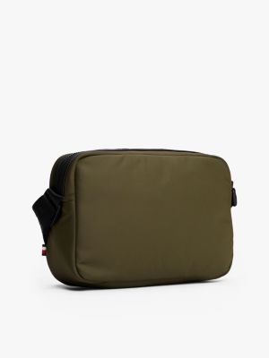 camera bag con tracolla e logo in metallo khaki da uomini tommy hilfiger