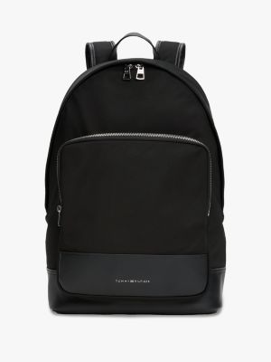 black th business metal logo backpack for men tommy hilfiger