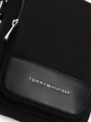 black th business metal logo reporter bag for men tommy hilfiger