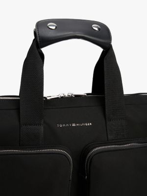 schwarz th business laptoptasche mit metall-logo für herren - tommy hilfiger