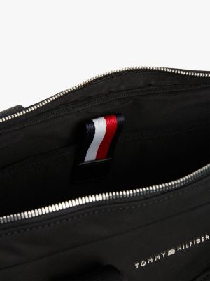 black th business metal logo laptop bag for men tommy hilfiger