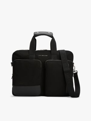 black th business laptoptasche mit metall-logo für herren - tommy hilfiger