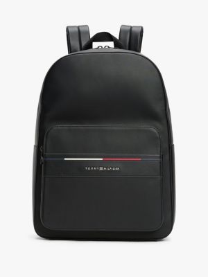 black teksturowany plecak signature dla mężczyźni - tommy hilfiger