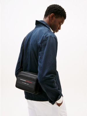 sac messenger emblématique à bandoulière noir pour hommes tommy hilfiger