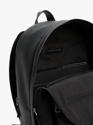 schwarz rucksack aus narbenleder mit metall-logo für herren - tommy hilfiger