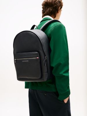 black pebble grain metal logo backpack for men tommy hilfiger