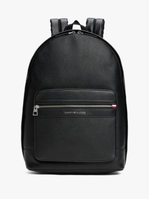 sac à dos à effet grain fin et logo en métal noir pour hommes tommy hilfiger