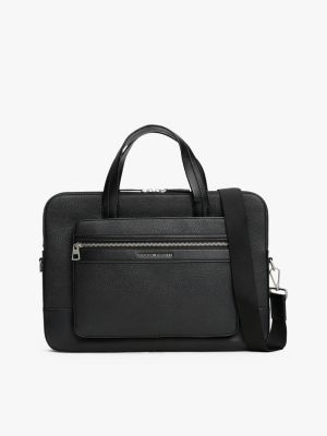 black pebble grain metal logo laptop bag for men tommy hilfiger