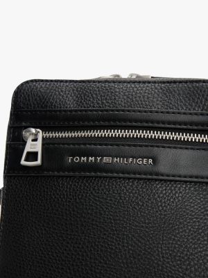 schwarz reporter-tasche aus strukturiertem leder für herren - tommy hilfiger