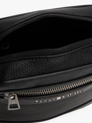 sac reporter emblématique à effet grain fin noir pour hommes tommy hilfiger