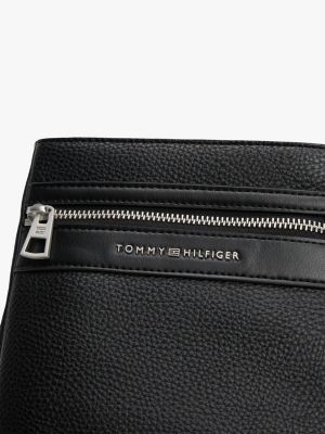 schwarz crossbody-tasche aus genarbtem leder für herren - tommy hilfiger