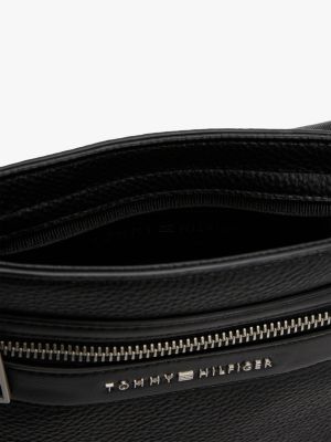 schwarz crossbody-tasche aus genarbtem leder für herren - tommy hilfiger