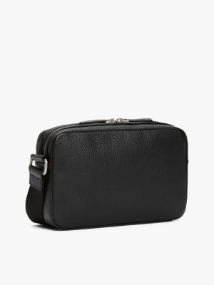 sac messenger à double fermeture éclair noir pour hommes tommy hilfiger