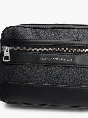 black pebble grain double zip messenger bag for men tommy hilfiger