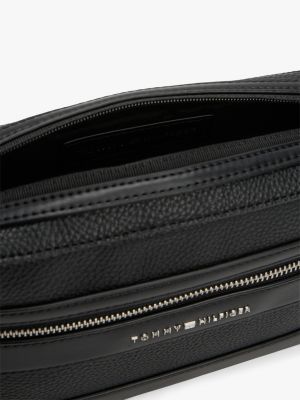 black pebble grain double zip messenger bag for men tommy hilfiger