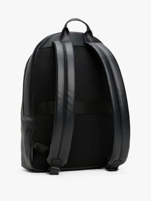 black genarbter rucksack mit th-monogramm für herren - tommy hilfiger