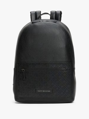 sac à dos th monogram à effet grain fin noir pour hommes tommy hilfiger