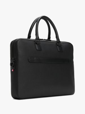 black th business leather laptop bag for men tommy hilfiger