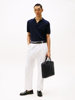 czarny skórzana torba na laptopa th business dla mężczyźni - tommy hilfiger
