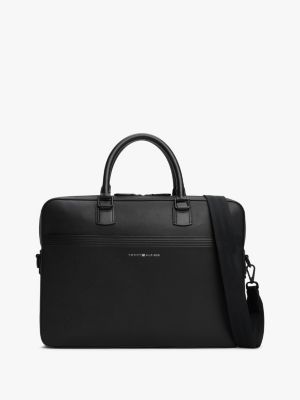 borsa per laptop th business in pelle black da uomini tommy hilfiger