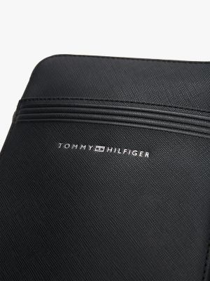 czarny skórzana reporterka th business dla mężczyźni - tommy hilfiger