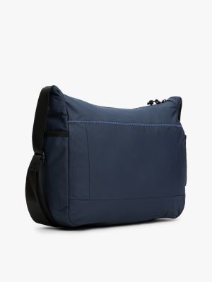 sac messenger à bandoulière et logo en métal bleu pour hommes tommy hilfiger