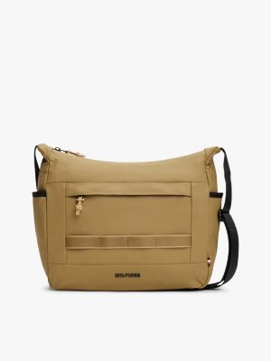 brown messenger-crossbody-bag mit metall-logo für herren - tommy hilfiger