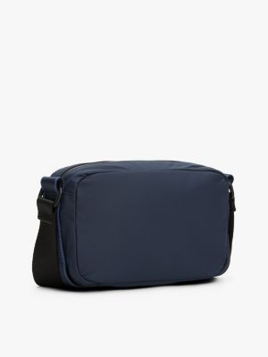 blue textured logo reporter bag for men tommy hilfiger