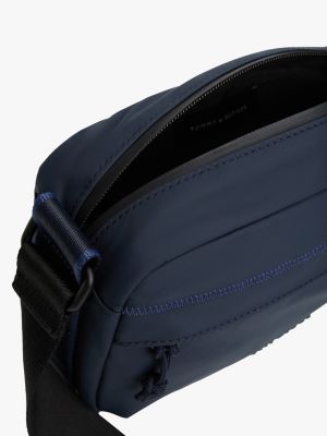 blue textured logo reporter bag for men tommy hilfiger