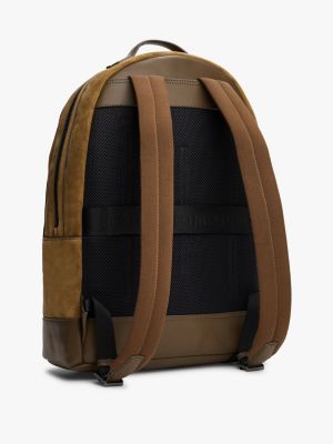 brown casual faux suede backpack for men tommy hilfiger