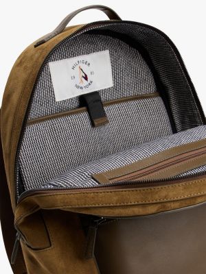 brown casual faux suede backpack for men tommy hilfiger