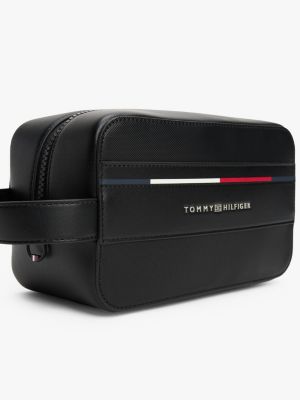 trousse de toilette à logo en métal noir pour hommes tommy hilfiger