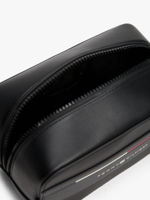 trousse de toilette à logo en métal noir pour hommes tommy hilfiger