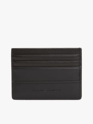 porta carte di credito corporate in pelle nero da uomini tommy hilfiger