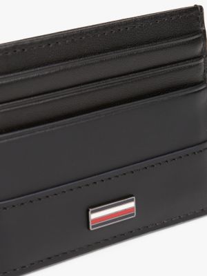 porta carte di credito corporate in pelle nero da uomini tommy hilfiger