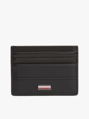 porta carte di credito corporate in pelle nero da uomini tommy hilfiger