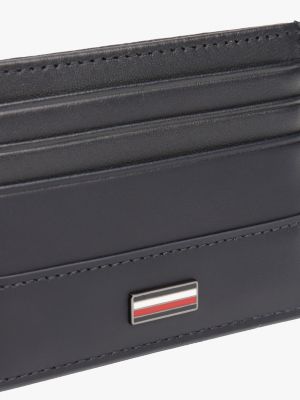 porta carte di credito corporate in pelle nero da uomini tommy hilfiger