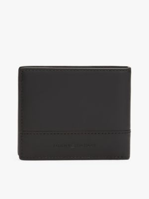 black corporate leather bifold wallet for men tommy hilfiger