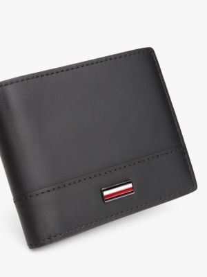 schwarz corporate bifold-ledergeldbörse für herren - tommy hilfiger