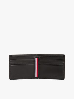 black corporate leather bifold wallet for men tommy hilfiger