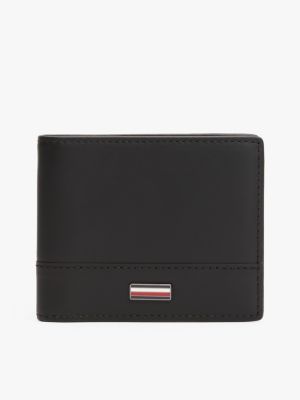 black corporate leather bifold wallet for men tommy hilfiger