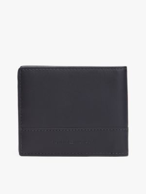 blue corporate leather bifold wallet for men tommy hilfiger