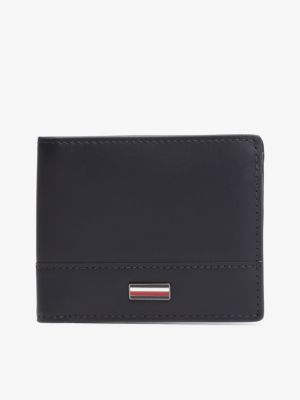 portafogli bifold corporate in pelle blue da uomini tommy hilfiger