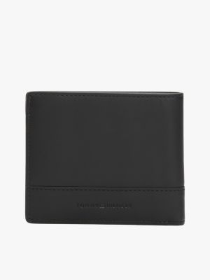 black corporate leather bifold wallet for men tommy hilfiger