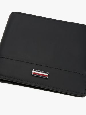 black corporate leather bifold wallet for men tommy hilfiger