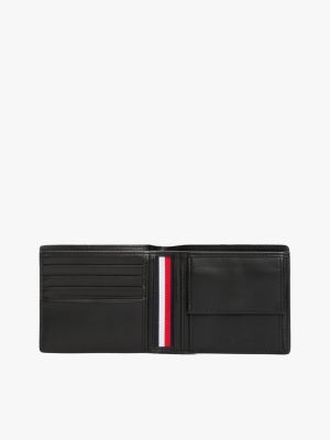 black corporate leather bifold wallet for men tommy hilfiger