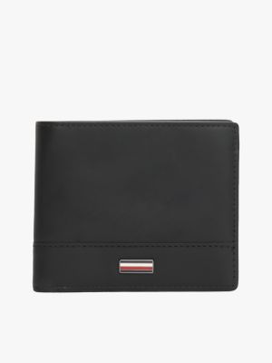 portefeuille à deux volets corporate en cuir black pour hommes tommy hilfiger