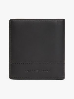 portafogli trifold corporate in pelle nero da uomini tommy hilfiger